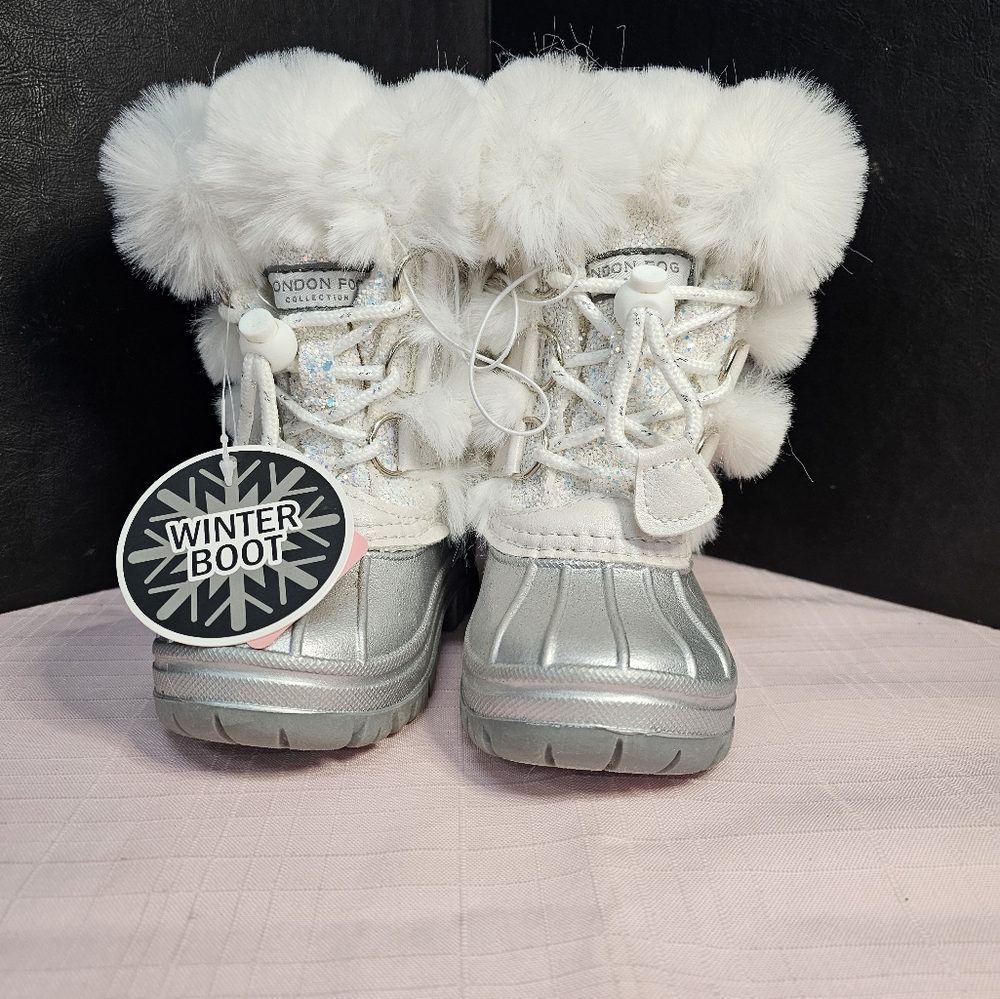 London Fog Boots Girls 6M Winter Snow Boot Silver